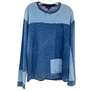 Topshop Denim Blue Patchwork Sweatshirt